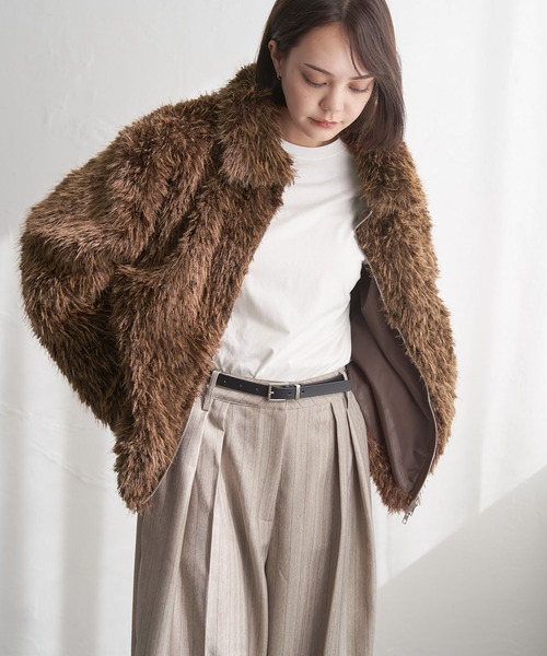 notch. コート アウター フェイクファーショートジャケット レディース