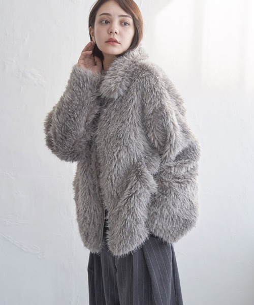 notch. コート アウター フェイクファーショートジャケット レディース