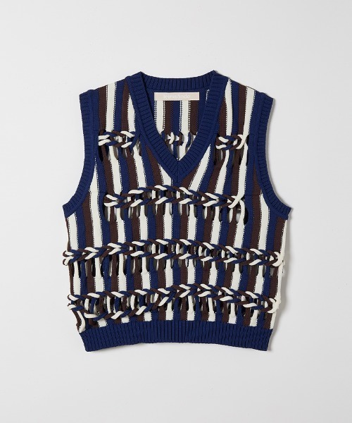 leinwande（ラインヴァンド） ベスト ジレ Braids Stripe Knitted Vest