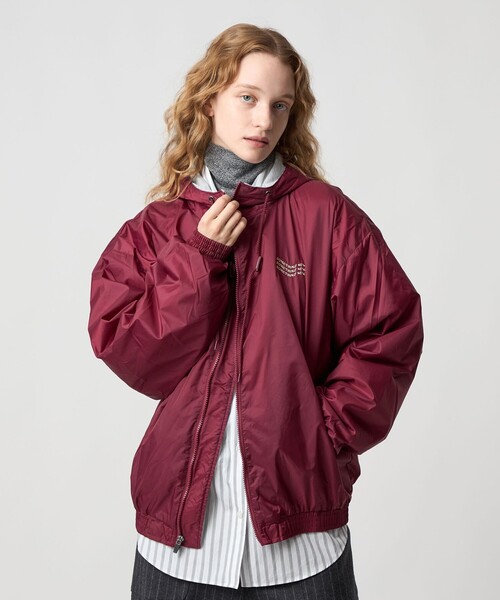 6 コート アウター 「6(ROKU)」フーデッド ナイロン ジャケット WINE