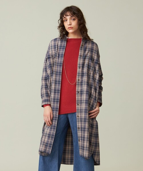 J.PRESS YORK STREET シャツワンピース 「WOMEN」フランネル チェック