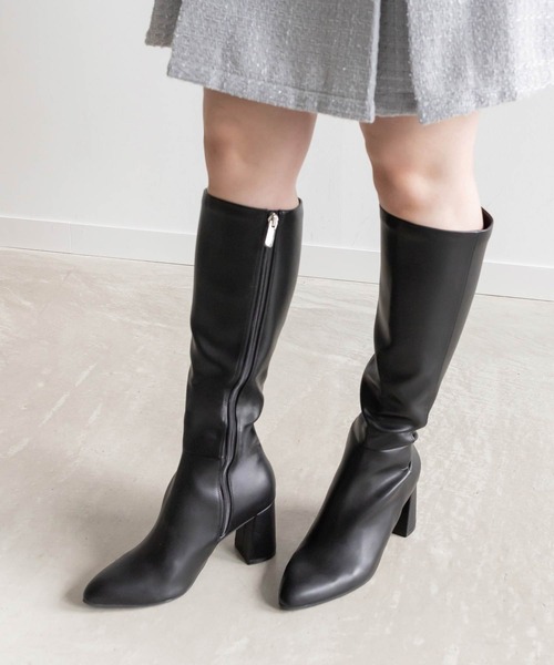 RANDA（ランダ） ブーツ 晴雨兼用 チャンキーヒールロングブーツ