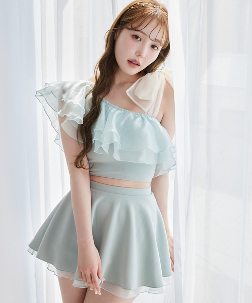 one after another NICE CLAUP 水着 swimwear/肩リボンワンショルダー