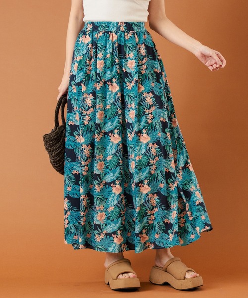anap mimpi（アナップミンピ） スカート ボタニカル柄 レーヨン タック