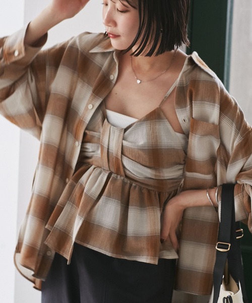 VIS（ビス） キャミソール オンブレチェックリボンビスチェ : ZOZOTOWN