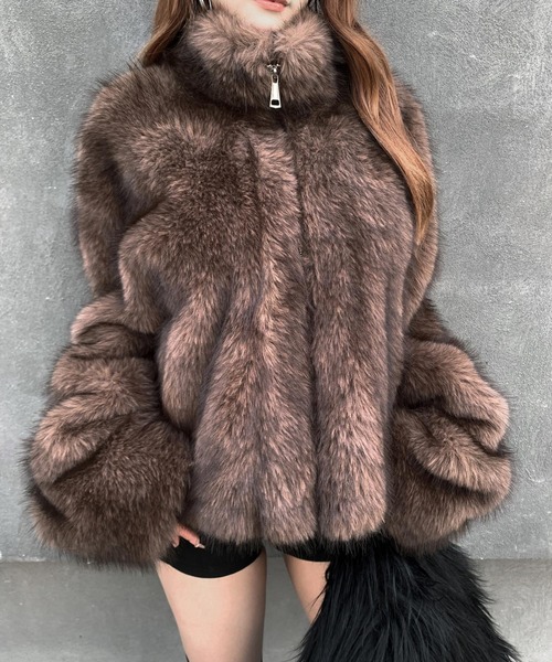VEILA コート アウター フェイクファーショートジャケット レディース