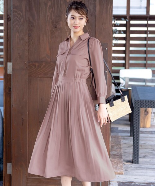 Tiaclasse シャツワンピース 「洗える」ヴィンテージサテンシャツ