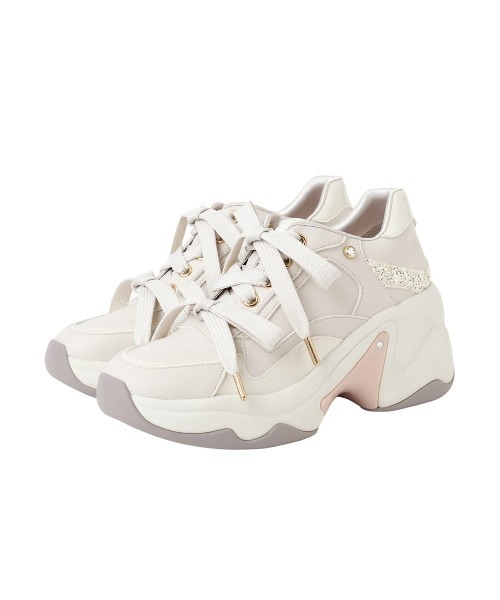 diana（プラスダイアナ） スニーカー ビジュー付き ダブルリボン厚底