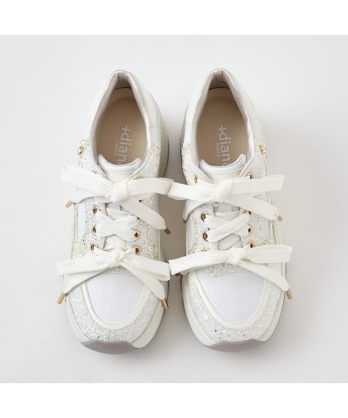 diana（プラスダイアナ） スニーカー ビジュー付き ダブルリボン厚底