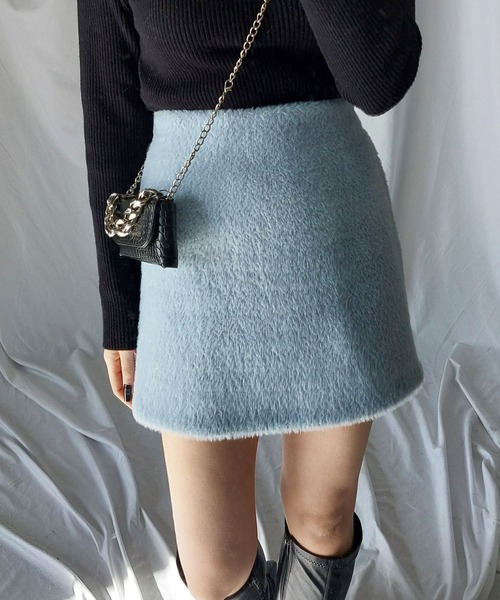 me+em select（ミームセレクト） スカート シャギーファーミニスカート