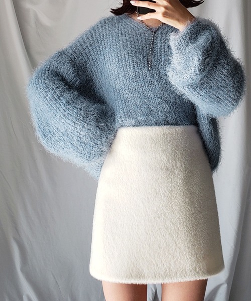 me+em select（ミームセレクト） スカート シャギーファーミニスカート