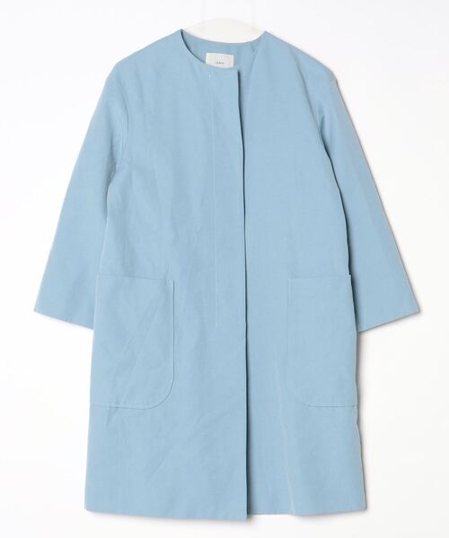 IENA（イエナ） ノーカラーコート 36 サックスブルー レディース