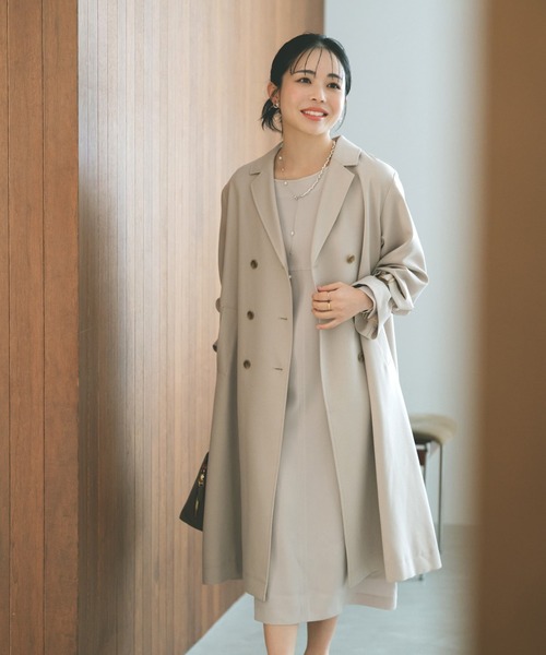 トレンチコート コート ベーシックとろみトレンチコート 「低身長