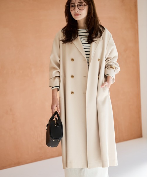トレンチコート コート ベーシックとろみトレンチコート 「低身長