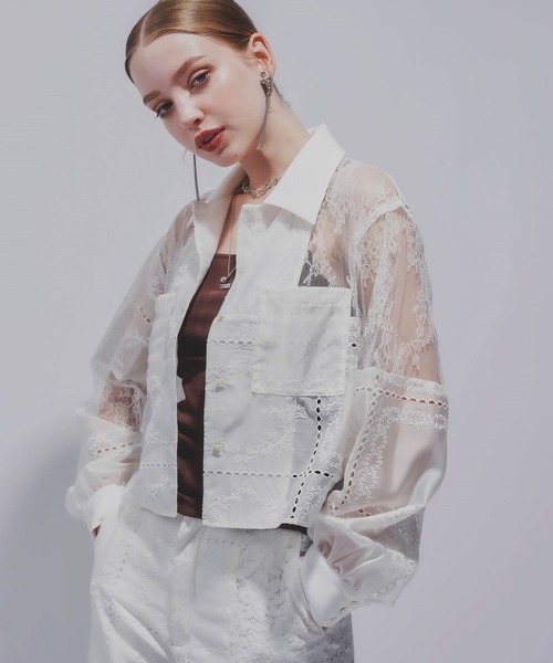 HARE（ハレ） ブラウス シャツ パッチワークレースシャツ(HARE