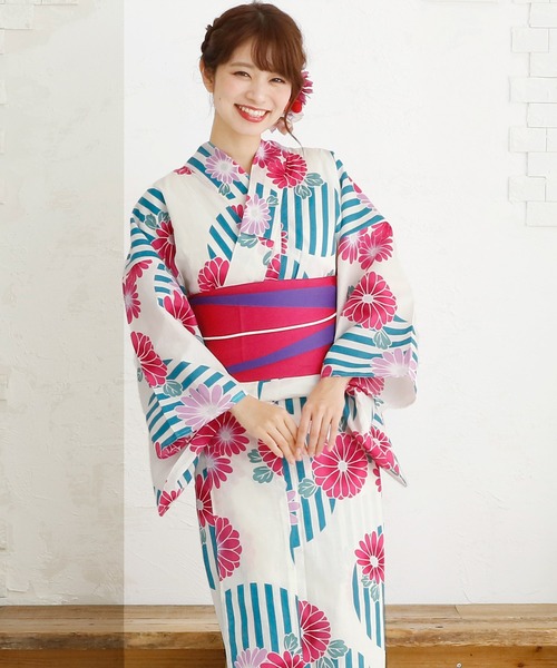 yulie 浴衣 ＼4種類から選べる大人3点セット／「レディース浴衣+半巾帯