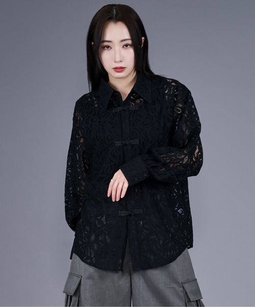 Ellno Loset（エルノロゼット） シャツ コードレースチャイナシャツ