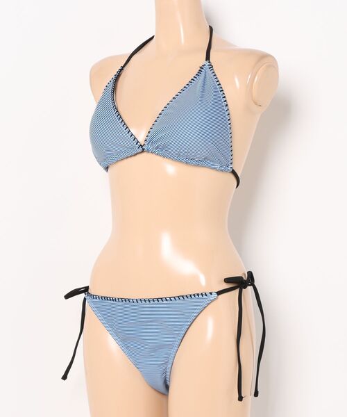 水着 ストライプ柄ボルターネックビキニ水着 レディース : ZOZOTOWN