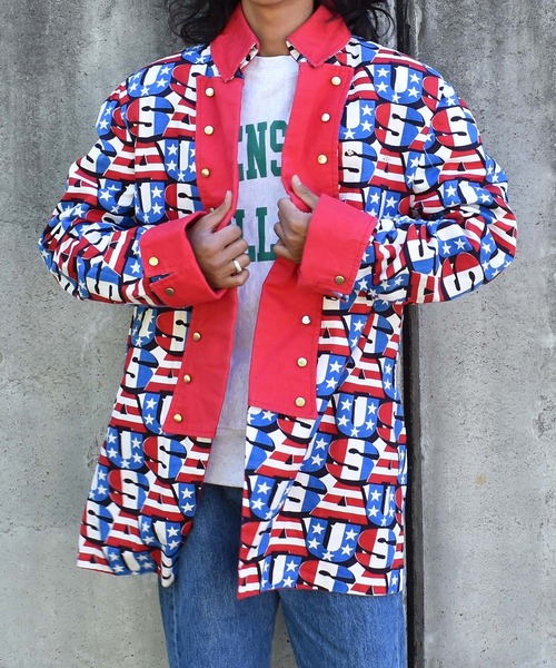 VINTAGE コート ジャケット 「ヴィンテージ古着」USA 総柄 ナポレオン