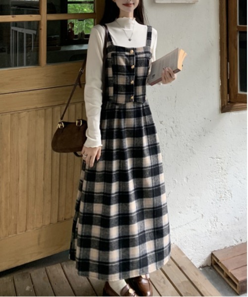 gossip!ロサンゼルス ワンピース Y2K チェック柄スイッチングロング