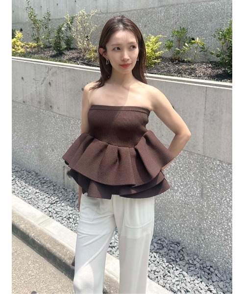 styling/（スタイリング） ニット セーター ラッフルニットベアトップ