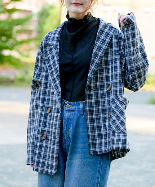 ジャケット テーラードジャケット 「チェック柄×ダブルテーラー