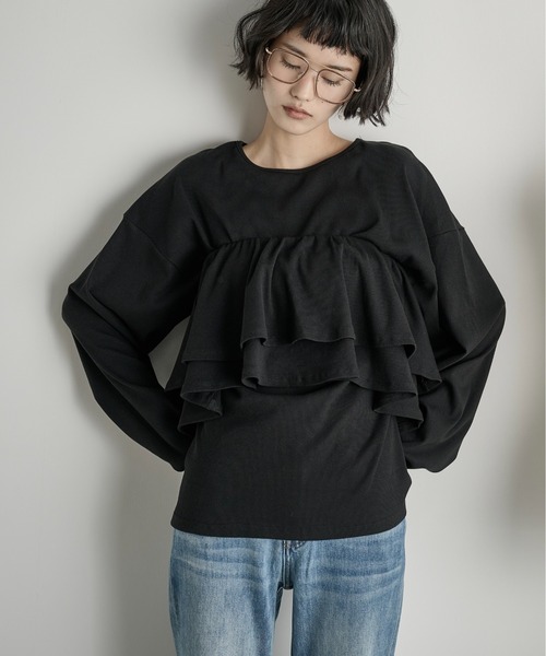 THE Yon tシャツ フリルビスチェセットリブロンT レディース