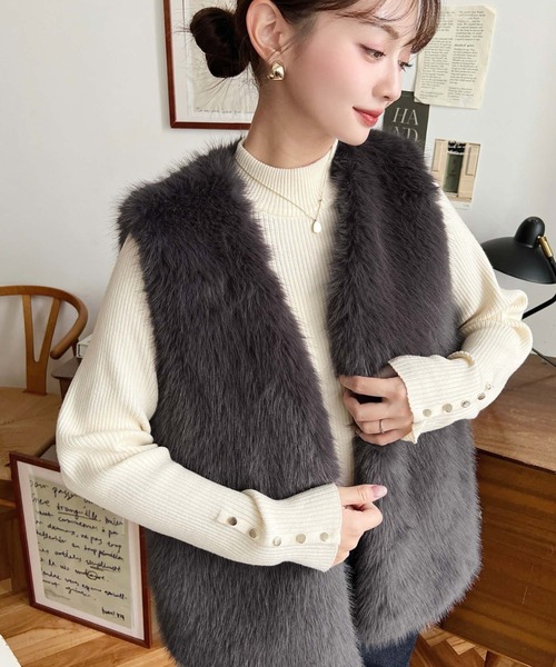 moment+ ベスト ジレ 「累計販売枚数1万枚突破！」Vネックロング