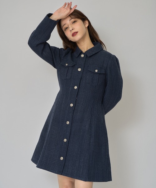 REDYAZEL（レディアゼル） ワンピース エンブレムボタンツイードシャツ