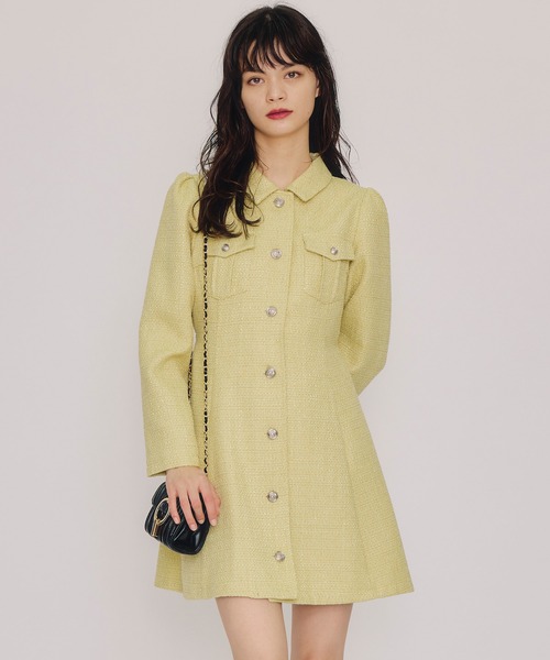 REDYAZEL（レディアゼル） ワンピース エンブレムボタンツイードシャツ