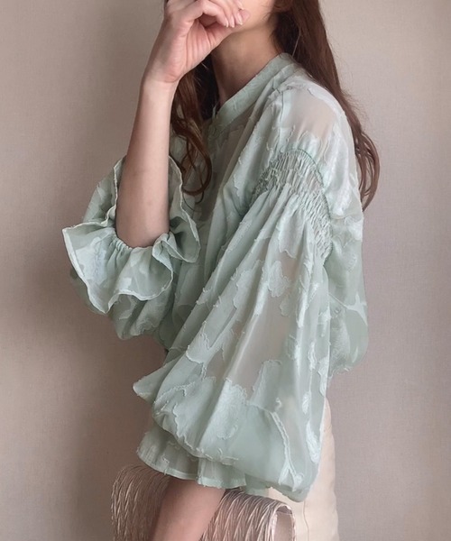 FILLOU（フィルー） ブラウス シャツ フラワージャガードシアーシャツ