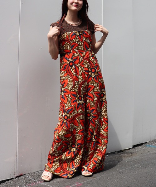 moyan ecri サロペット オーバーオール 「moyan ecri」アフリカ生地