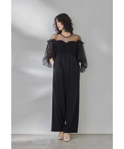 niana（ニアナ） パンツドレス フロッキードットパンツドレス