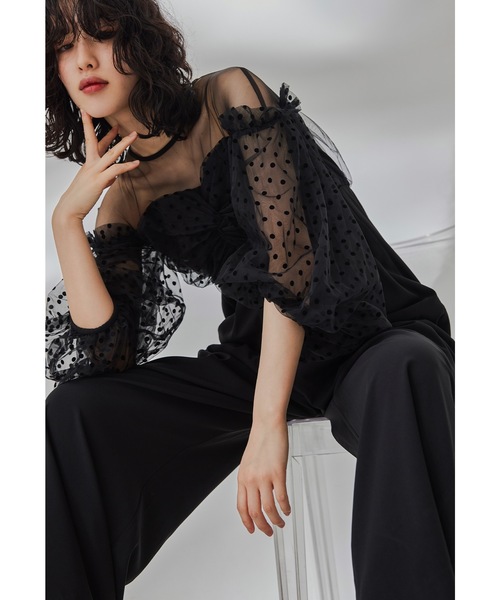 niana（ニアナ） パンツドレス フロッキードットパンツドレス