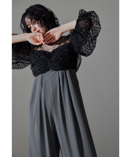 niana（ニアナ） パンツドレス フロッキードットパンツドレス