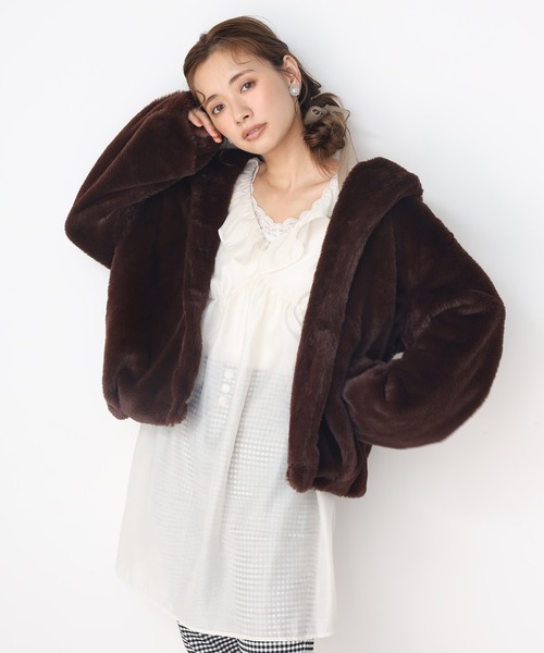 one after another NICE CLAUP アウター フェイクファーコート