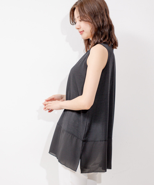 JAYRO（ジャイロ） タンクトップ ノースリーブ 裾シフォンタンクトップ
