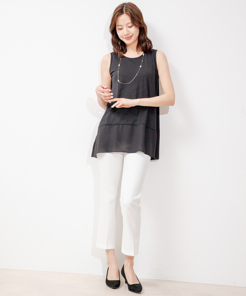 JAYRO（ジャイロ） タンクトップ ノースリーブ 裾シフォンタンクトップ