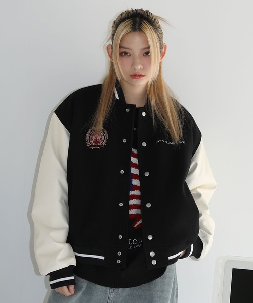 ブルゾン アウター エンブレムロゴ メルトンショートブルゾン