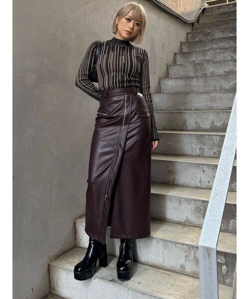 MURUA（ムルーア） スカート ZIPスリットフェイクレザースカート
