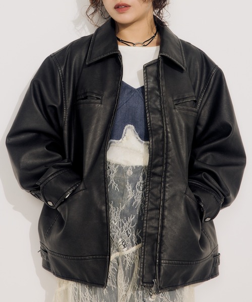 SLY（スライ） レザージャケット ライダース VINTAGE BOXY F/LEATHER