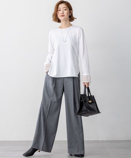 23区（ニジュウサンク） tシャツ ナチュラルコットンベア レース