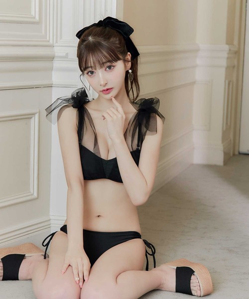 sugar nine 水着 チュールリボン バストアップ ビキニ 2点セット