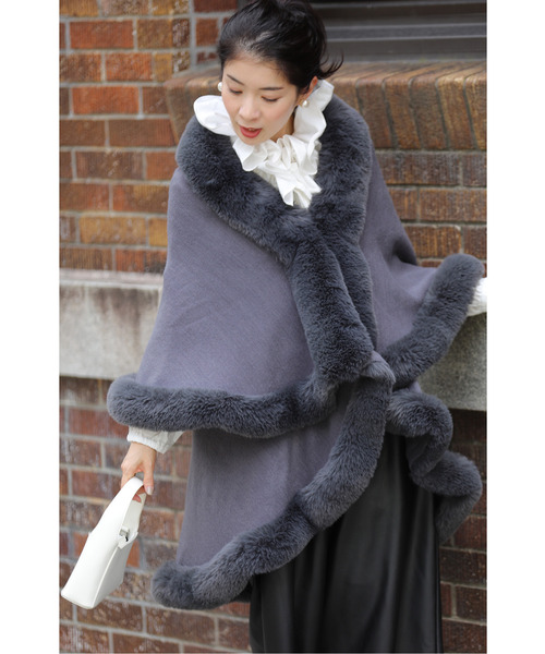 2R バーバリーブルーレーベル ファー ケープ ポンチョ 羊革 38