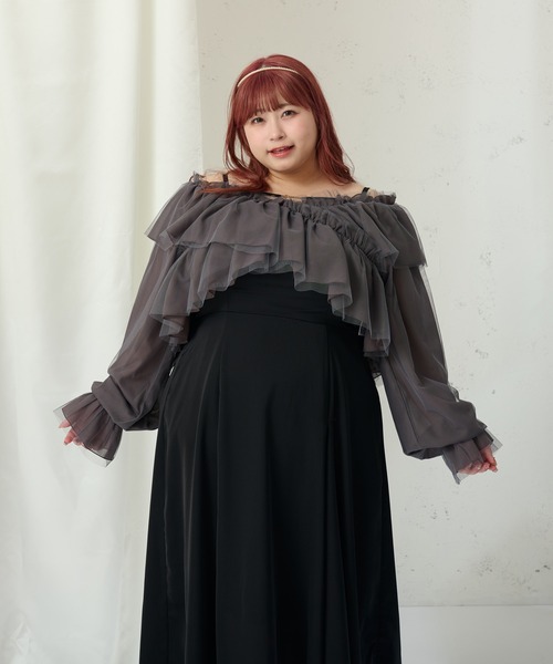 Louiosy（ルオシー） ブラウス シャツ 「大きいサイズ」チュールクロス