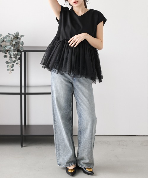 ドットチュールドッキング ペプラムトップス レディース : ZOZOTOWN