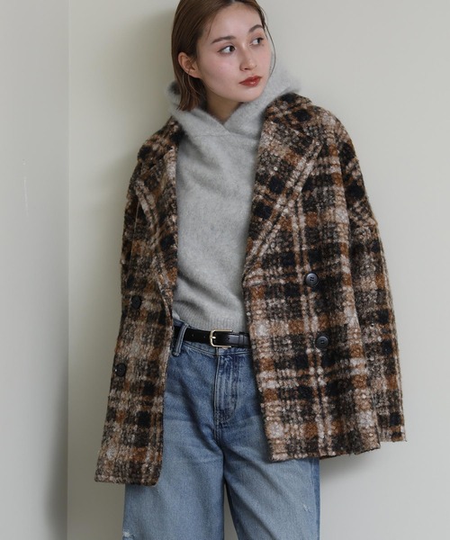 コート アウター ブークレチェックコート レディース : ZOZOTOWN Yahoo