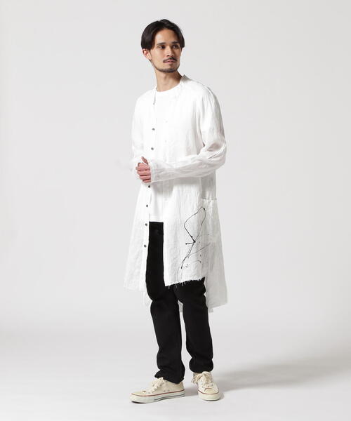 KMRii（ケムリ） シャツ KMRii/ケムリ/Splash Linen Long Shirt メンズ