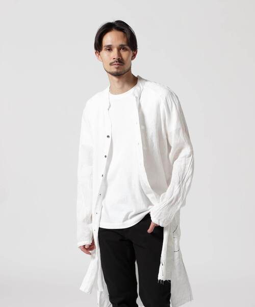 KMRii（ケムリ） シャツ KMRii/ケムリ/Splash Linen Long Shirt メンズ