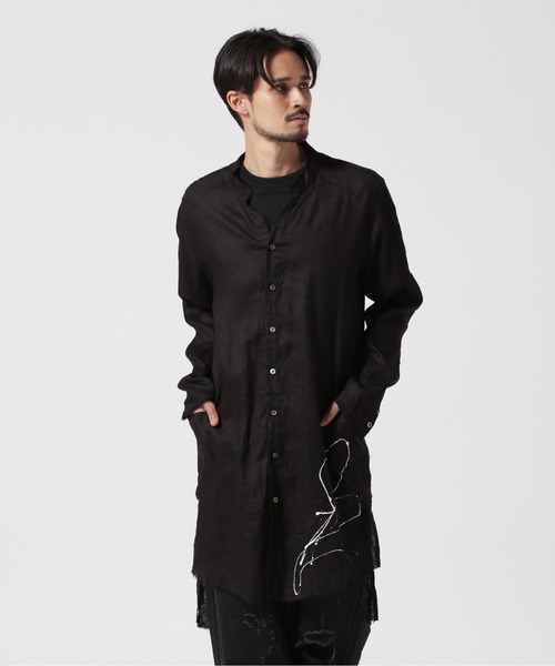 KMRii（ケムリ） シャツ KMRii/ケムリ/Splash Linen Long Shirt メンズ